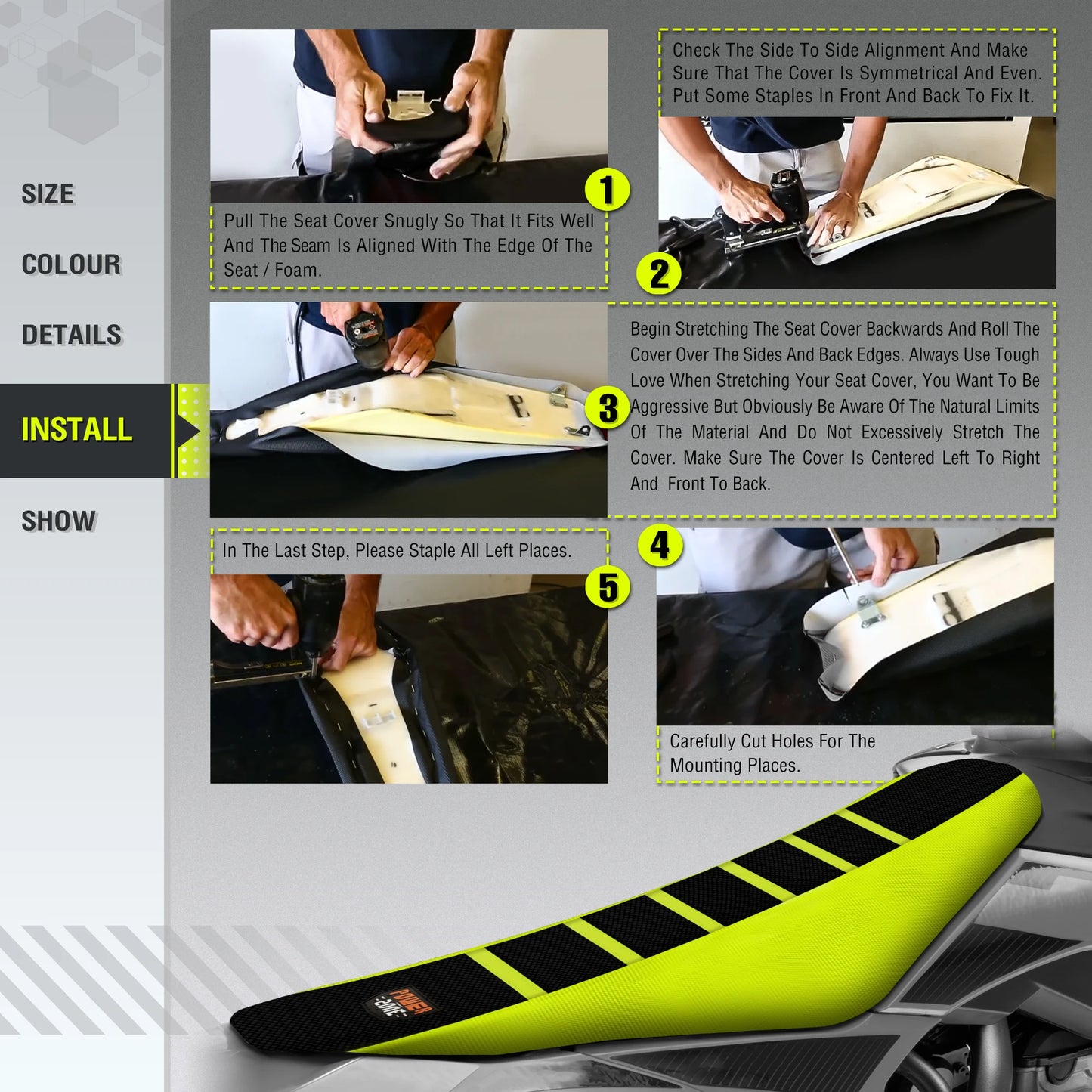 Motorcycle Seat Cover | Waterproof Ribbed Non-Slip Cushion for SXF CRF WR YZF