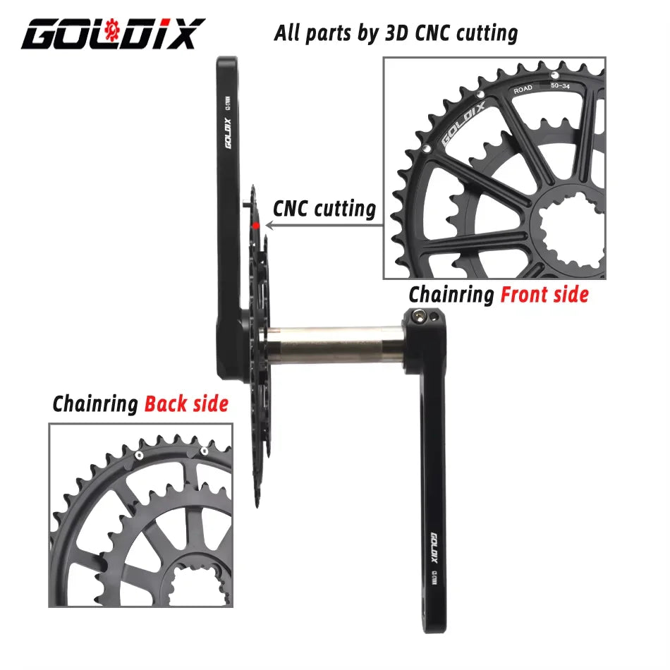 GOLDIX Ultralight Road Bike Crankset 50/34 52/36 53/39T for Shimano SRAM - EXPROTAS