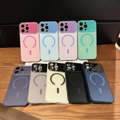 Large Window MagSafe Case for iPhone 12-17 Air Pro Max Camera Glass Cover