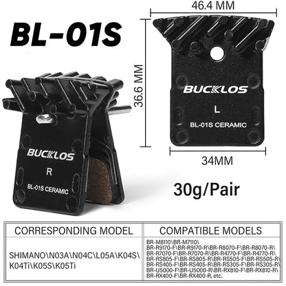 For Shimano MTB Road Hydraulic Brake Pads BUCKLOS Ceramic Disc Pads