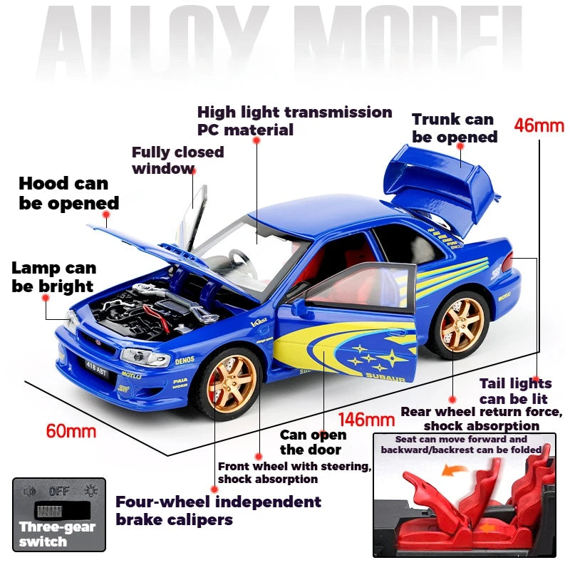 JDM 1/32 Impreza WRX STI Supercar Diecast Model Alloy Metal Car Classic Love Collection Hobby Birthday Gifts With Friend Trendy