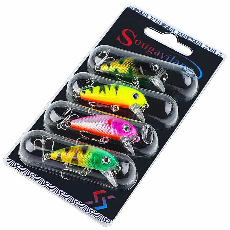 4PCS Hook Fishing Lures Wobbler Set for Bass Sea Carp Bait Tackles