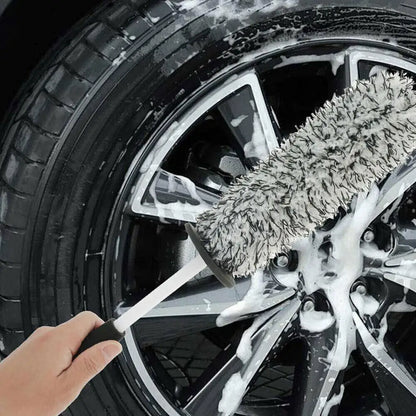 Car Wash Brush Long Handle Plush Cleaning Tool for Rims Spokes Barrel