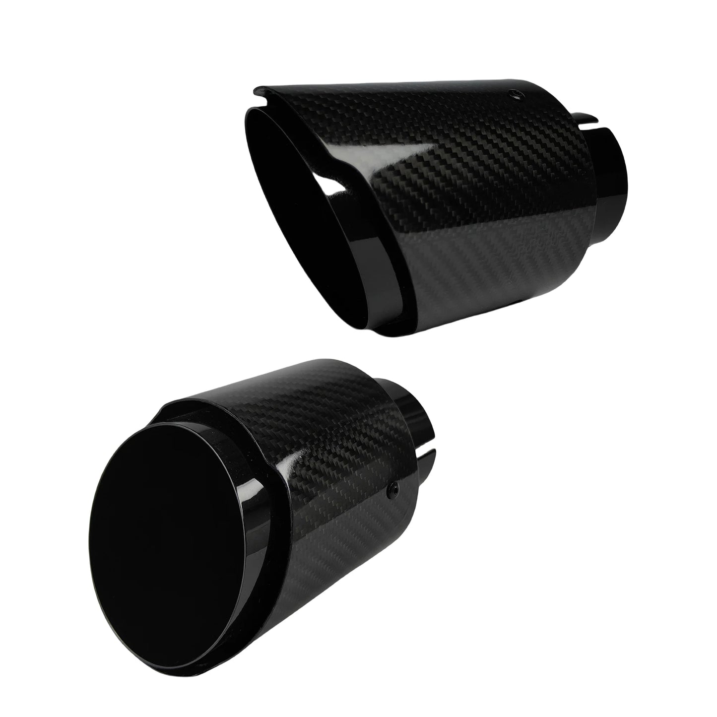 Carbon Throat Muffler Tip | Bright Black Twill Stainless Steel Exhaust Tip