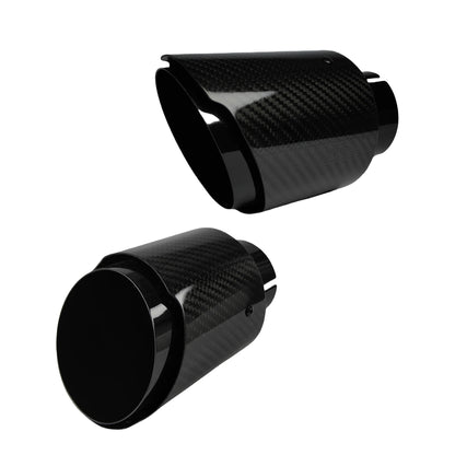 Carbon Throat Muffler Tip | Bright Black Twill Stainless Steel Exhaust Tip