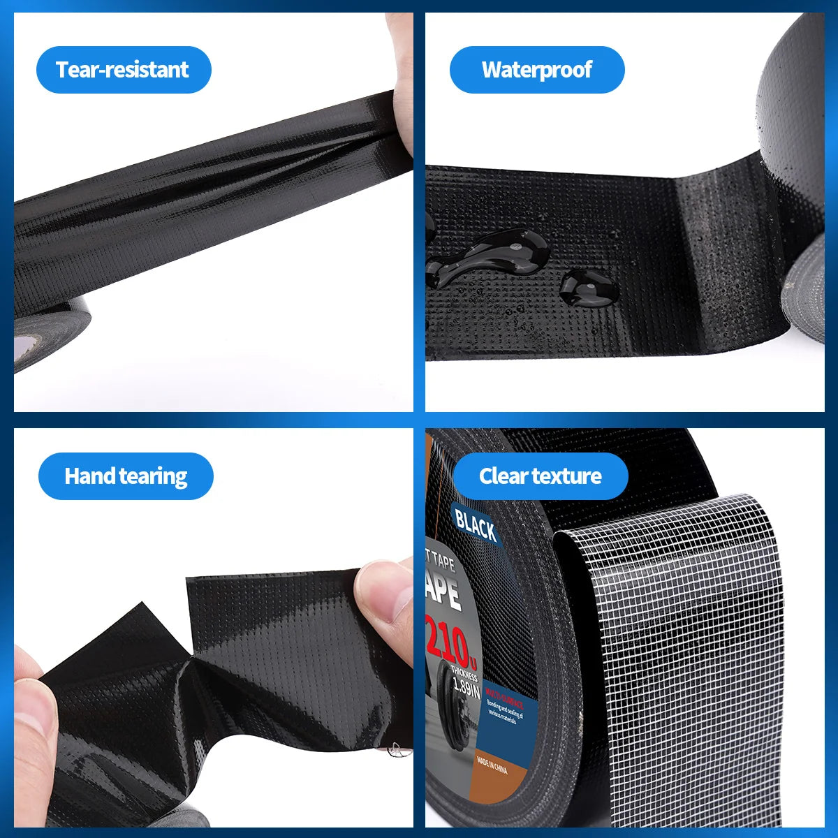 50M Fabric Duct Tape Waterproof Adhesive Repair for E-Bike Tent Tarpaulin