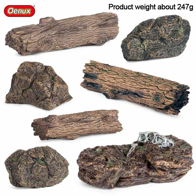 Landscape Model Trees Stumps Rocks Diorama Home Decoration 3PCS