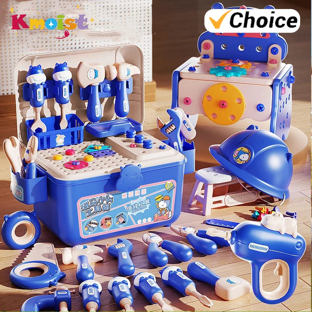 Toolbox Simulation Drill Assembly Toy for Children Home Play