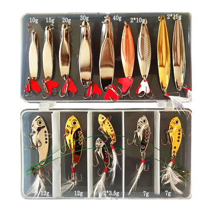 35pcs Metal Jig Spoon Fishing Lure Set for Sea Bass Tackle Bait
