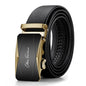 OYIFAN Leather Belt Men Automatic Buckle Ratchet Sliding Dress Black Belts