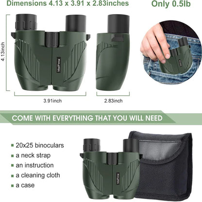 20x25 HD Pocket Binoculars Waterproof Compact Hunting Camping Outdoor Optics