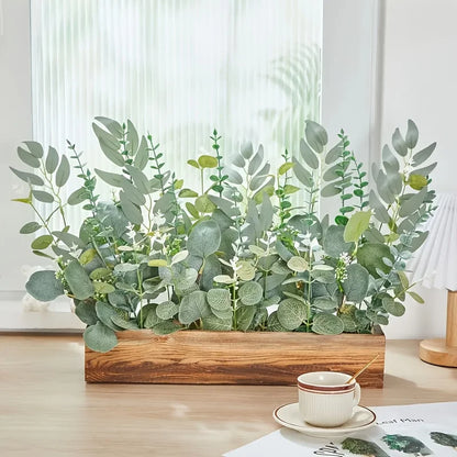 50/90PCS Artificial Eucalyptus Flowers Home Decor Fake Leaf Green Stems