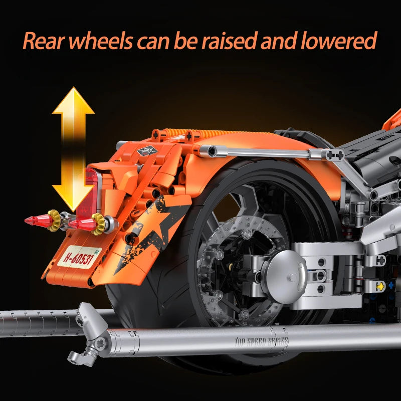1:5 Classic Cruiser Motorcycle Building Blocks 2392pcs DIY Engineering Model Toy Gift