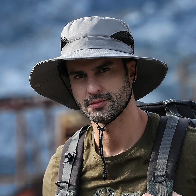 Sun Protection Fishing Bucket Hat Wide Brim Outdoor Summer Boonie Hat Men