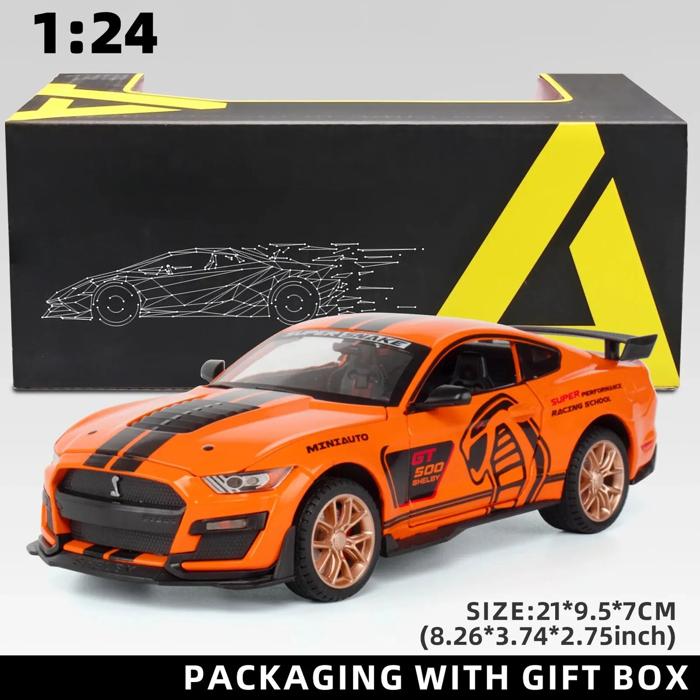 1:24Mustang GT Alloy Model with Sound & Light Features Premium Gift Box Packaging Ideal for Display, Collecting, Or Gift Giving-EXPROTAS