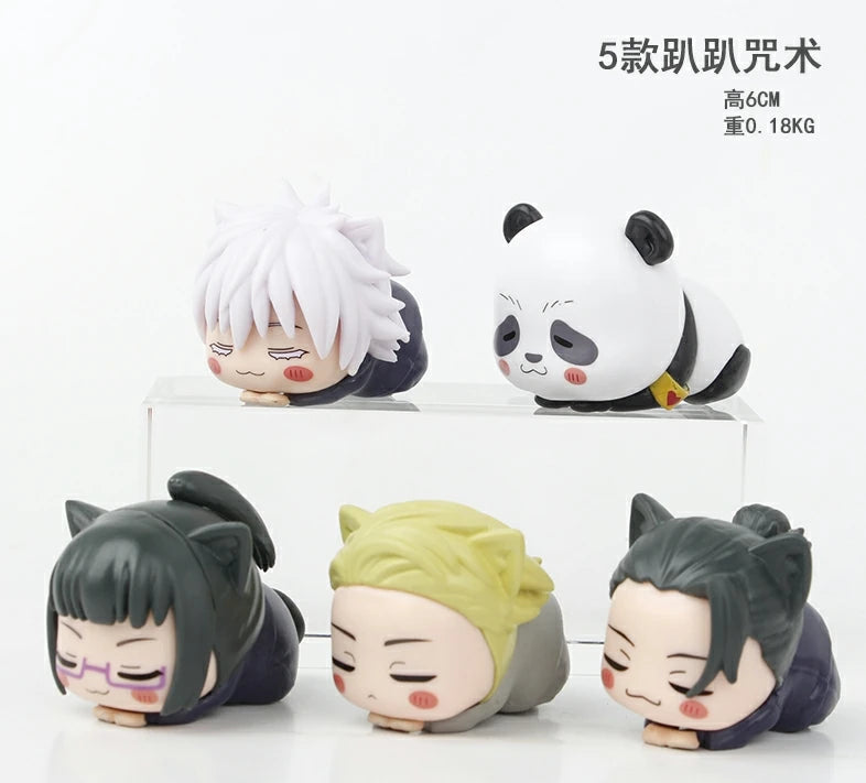 5pcs Jujutsu Kaisen Sleeping Panda Figure Set 6cm Anime Collectible Models