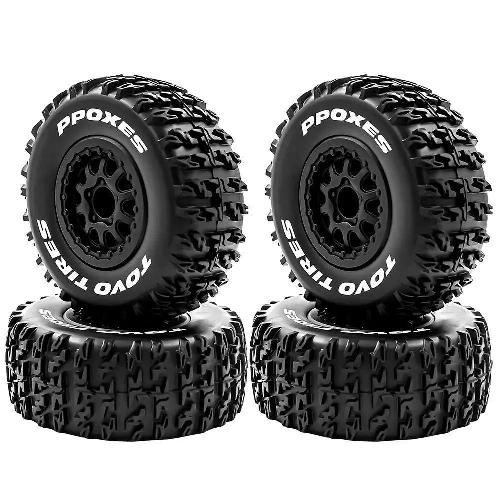 4Pcs 112mm Truck Tires Tyre 1/10 Short Course RC Wheels 12mm Hex Arrma