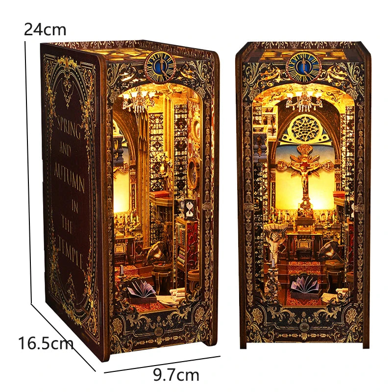 DIY Wooden Book Nook Mini Dollhouse 3D Puzzle Kit Bookshelf Insert Decor Gift - EXPROTAS