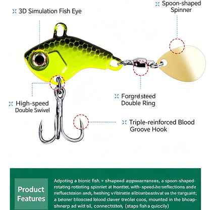 5Pcs/box Rotating Metal VIB Lure Spinner Blade Hard Bait 7g/10g/14g Fishing Tackle for Freshwater Saltwater Bass Pike Pesca