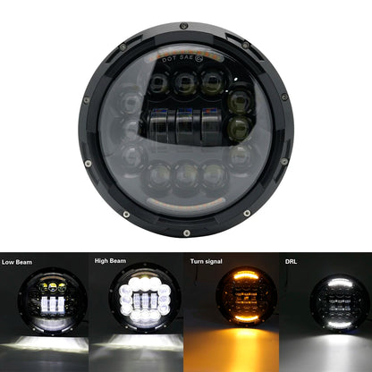 7" LED Headlight w/ DRL Angel Eyes for Harley Honda Yamaha Jeep H4