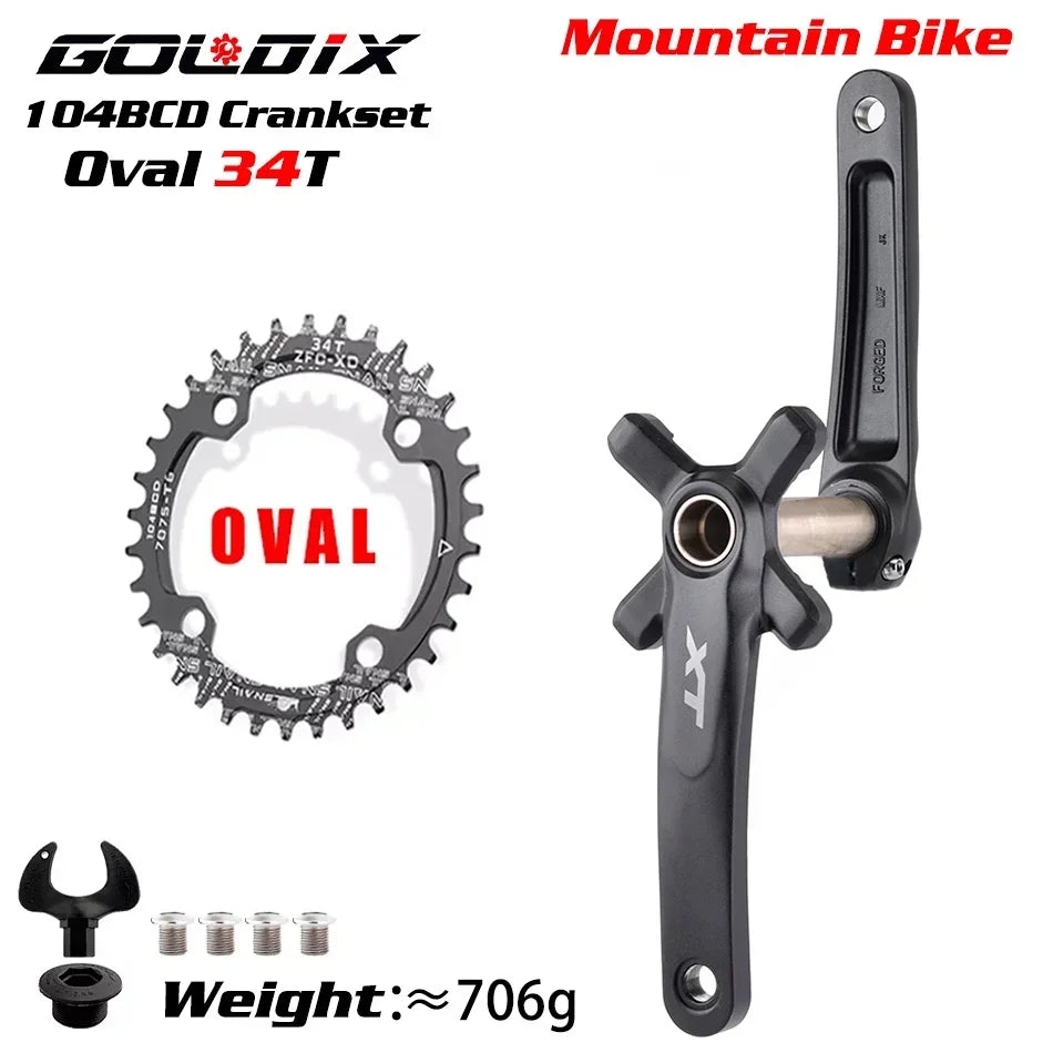 GOLDIX XT MTB Crankset 170/175mm 104BCD Wide Narrow Chainring Shimano SRAM 11–12s - EXPROTAS