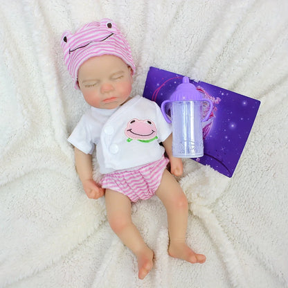 33CM Open Mouth Loulou Full Body Silicone Reborn Doll, Painted Newborn Baby Gift
