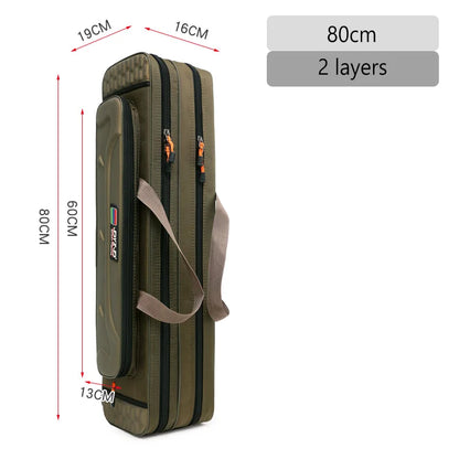 Fishing Rod Bag 2/3/4 Layer 80-130cm 1680D Oxford Reel Tackle Storage Case