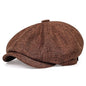 Tweed Peaky Blinders Hat Adjustable Newsboy Cap Herringbone Wool Flat