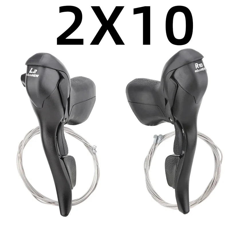 MicroNEW Road Bike Shifters 2×7–2×10 3×7–3×11 Brake Lever Set Compatible Shimano - EXPROTAS