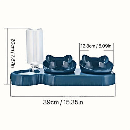 Neck Protection Cat Water Feeder Bowl Automatic Pet Dishes Set