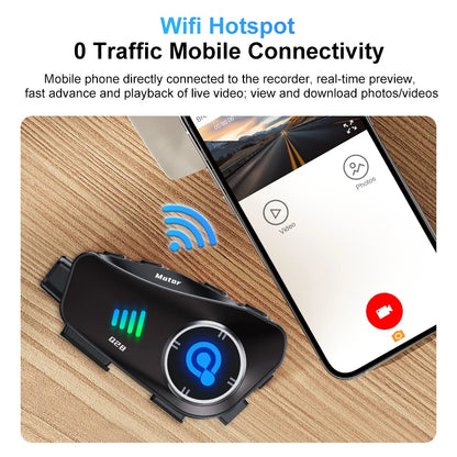 Q28 Motorcycle Helmet Bluetooth Headset 1080P HD Wireless Camera Super Wide-angle Lens IP66 Waterproof WiFi Video Recorder