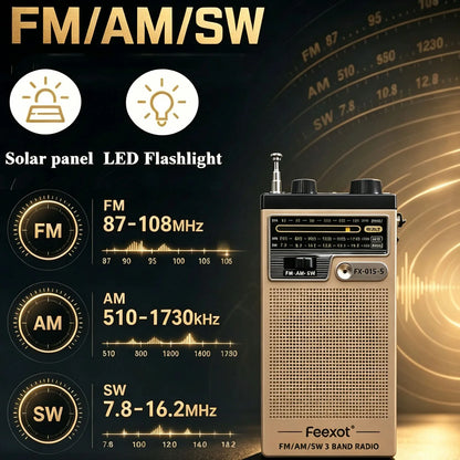 FM AM Solar Hand Crank Emergency Radio with LED Torch 3.5mm Jack