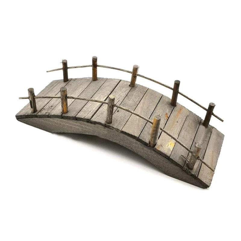 1:12 Miniatures Fairy Garden Wooden Arch Bridge with Railings
