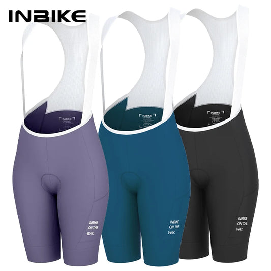 INBIKE Womens Cycling Bib Shorts High Waist 3D Padded MTB Road with Pockets
