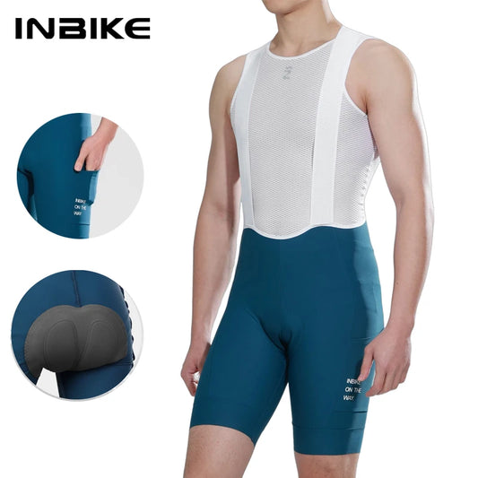 INBIKE Mens Cycling Bib Shorts 3D Padded MTB Road Bike Shorts with Pocket