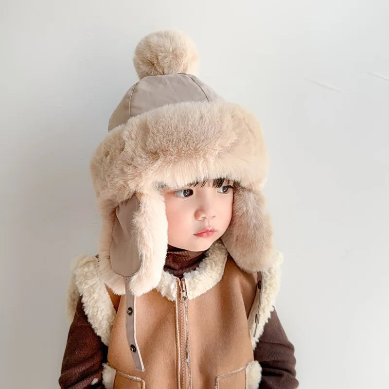 Baby Ear Protection Hat Winter Warm Wool Cute Thickened Bear Cap
