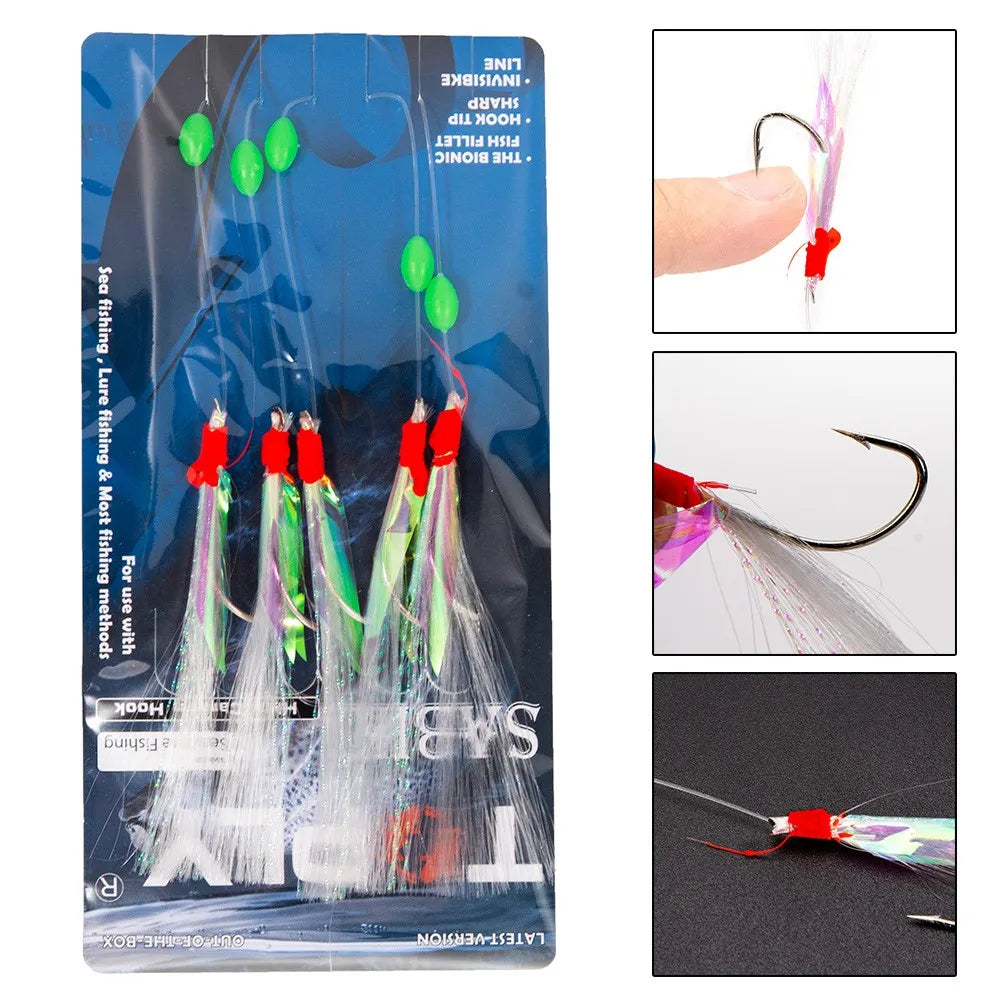 5Pcs Sabiki Fishing Lure Rigs Bait Jigs for Mackerel Sea Fishing