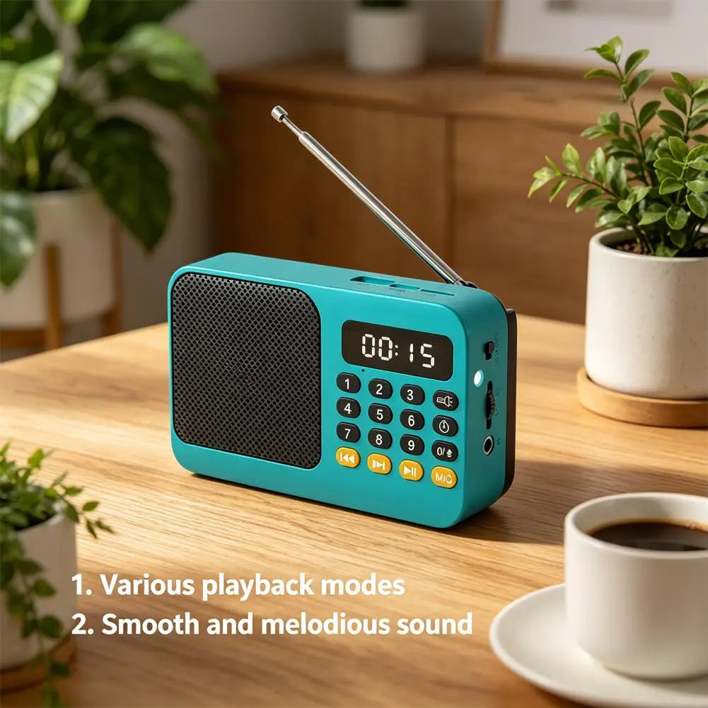 Music Rechargeable Speaker FM Radio Portable Digital Flashlight Player
