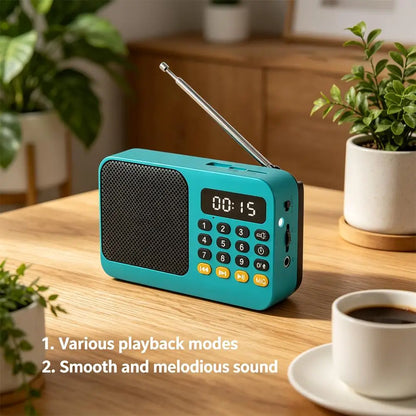 Music Rechargeable Speaker FM Radio Portable Digital Flashlight Player