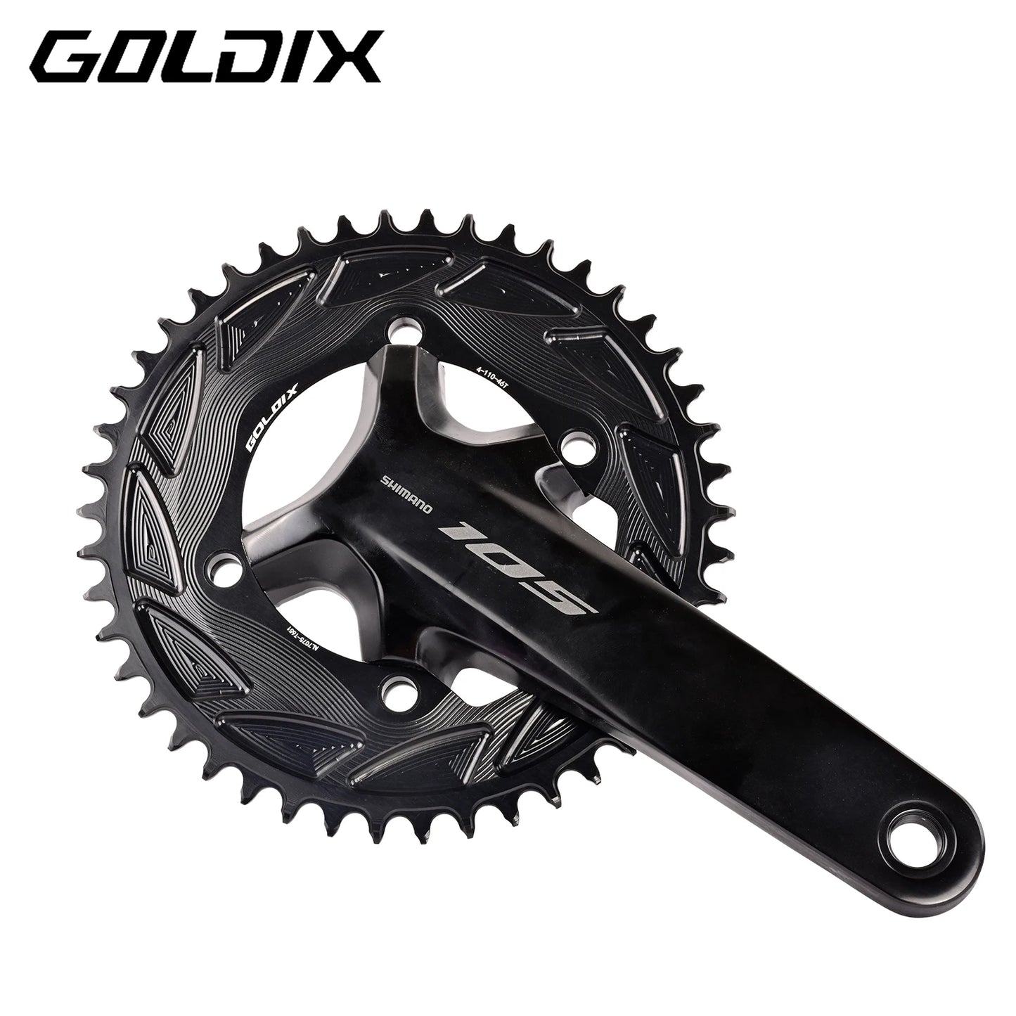 GOLDIX 110BCD AERO Chainring 3mm Offset 4-Bolt for Shimano R7000 R7100 R8100