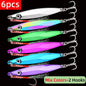6pcs Long Casting Metal Jig, Sea Fishing Lure, Electroplated Hard Bait, Fishing Accessories Jigging Lure For Saltwater 10g-80g