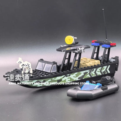 SWAT Sea Python Speedboat Assault Boat Building Blocks Military Brick Toy Set