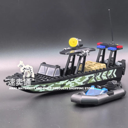SWAT Sea Python Speedboat Assault Boat Building Blocks Military Brick Toy Set