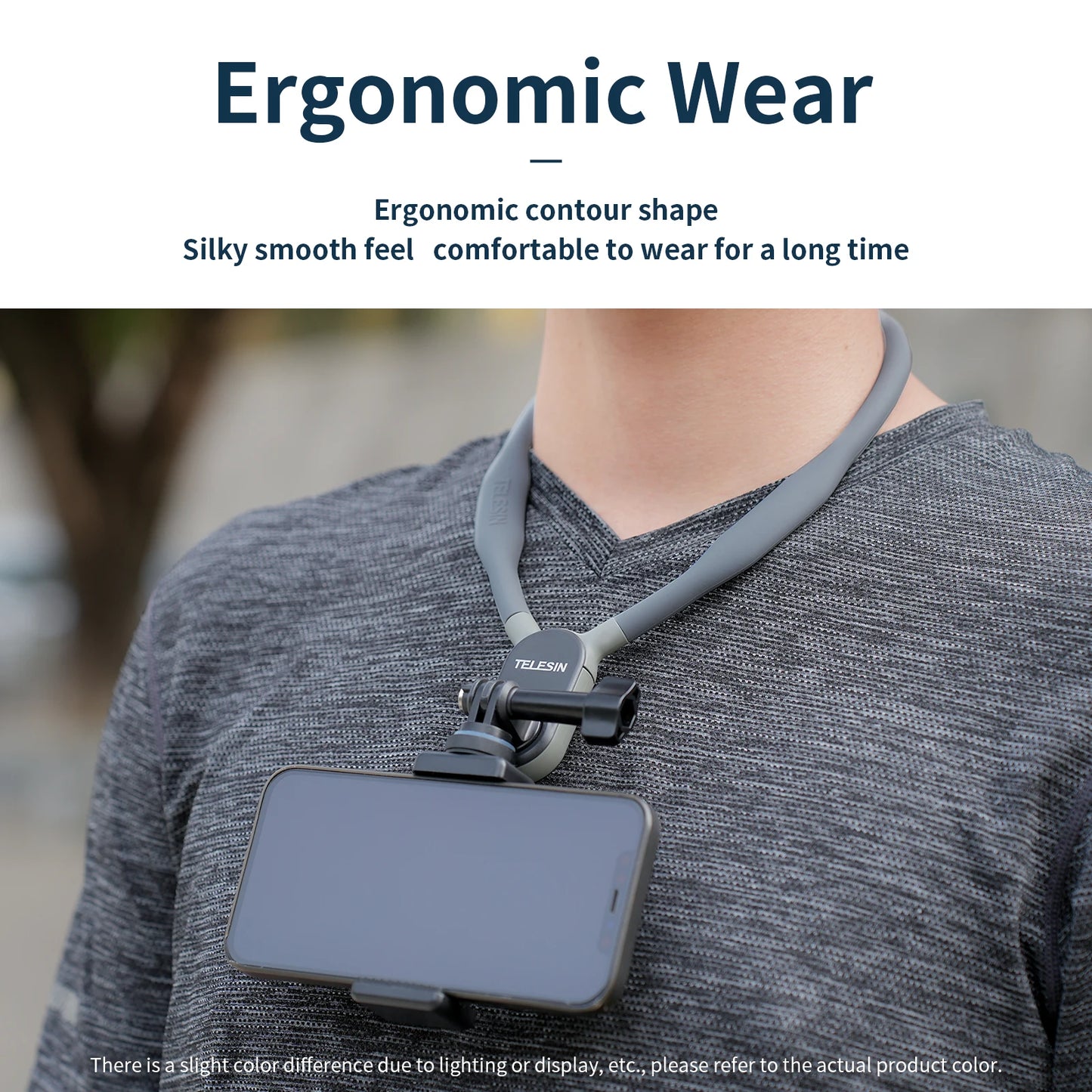 TELESIN Silicone Neck Hold Mount for GoPro Hero 12 11 10 9 8 7 6 Insta360 DJI Osmo Action Smartphone Magnetic Action Accessories-EXPROTAS