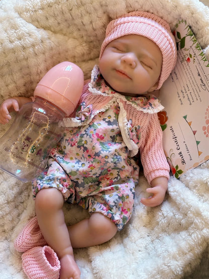 33cm Full Body Silicone Reborn Doll Girl Open Mouth Soft Touch Pascale