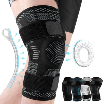 Sports Knee Brace Compression Sleeve with Patella Gel Pad & Side Stabilizers