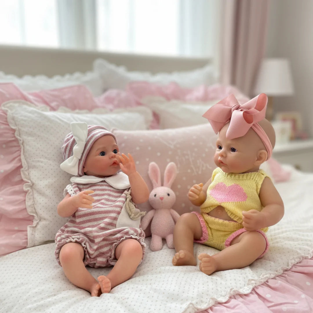 25cm Meadow Silicone Reborn Girl Doll Open Mouth Washable Painted 2 Outfits