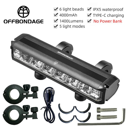 Offbondage Bicycle Light Front LED USB Rechargeable MTB Mountain Lamp