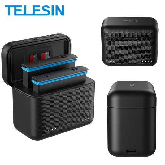 TELESIN Charging Case for Insta360 X3 X4 Dual Charger Hub w/ TF Storage