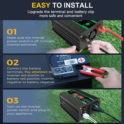 4000W 12V DC to 110/220V AC Power Inverter Dual USB LCD Camping RV